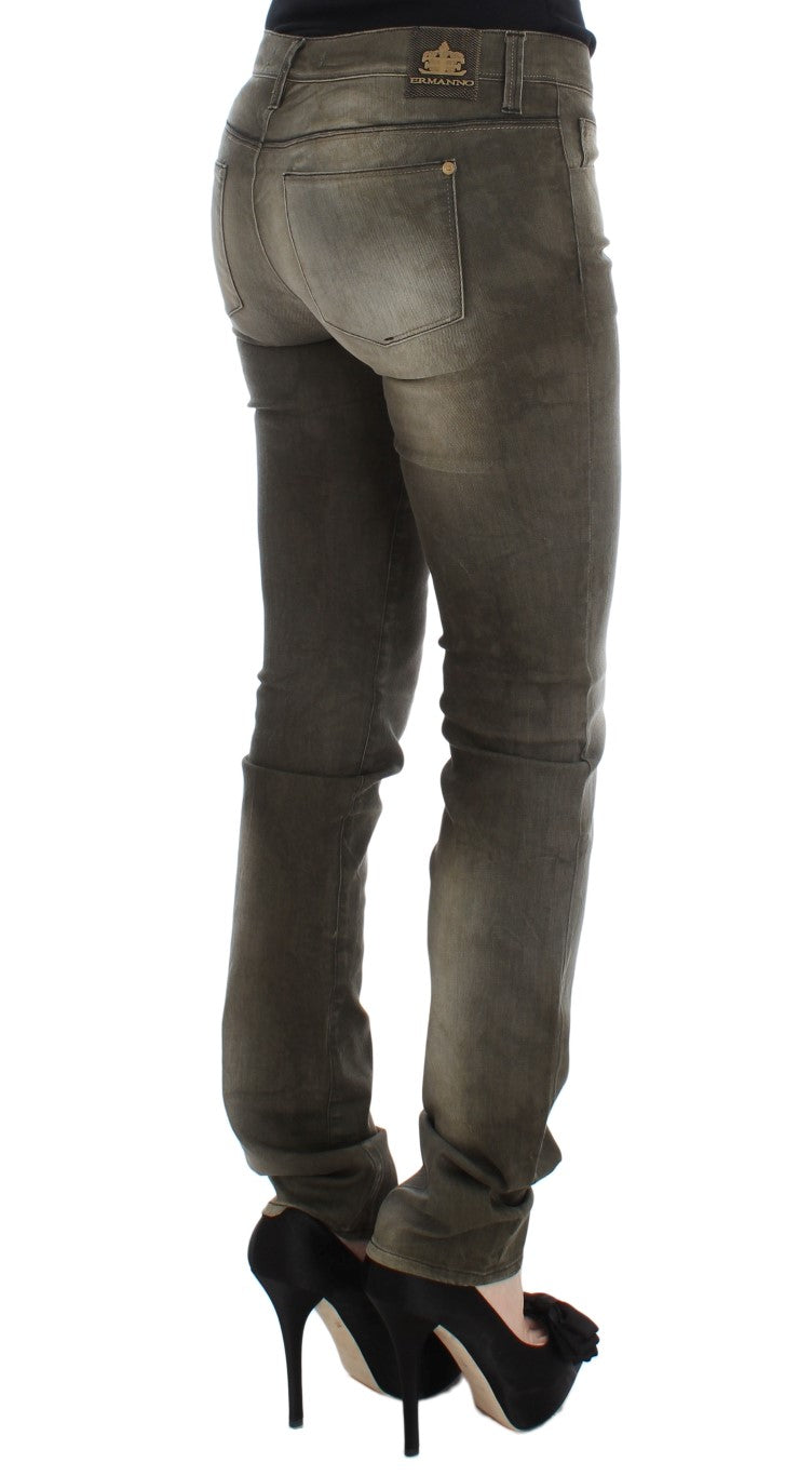 Ermanno Scervino Gray Wash Cotton Blend Slim Fit Women's Jeans