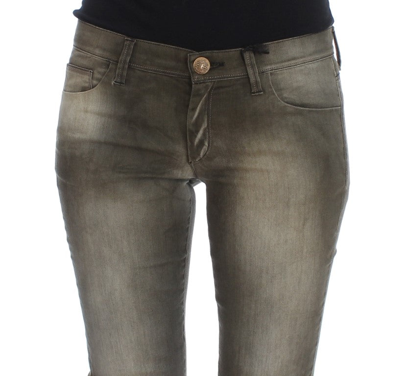 Ermanno Scervino Gray Wash Cotton Blend Slim Fit Women's Jeans