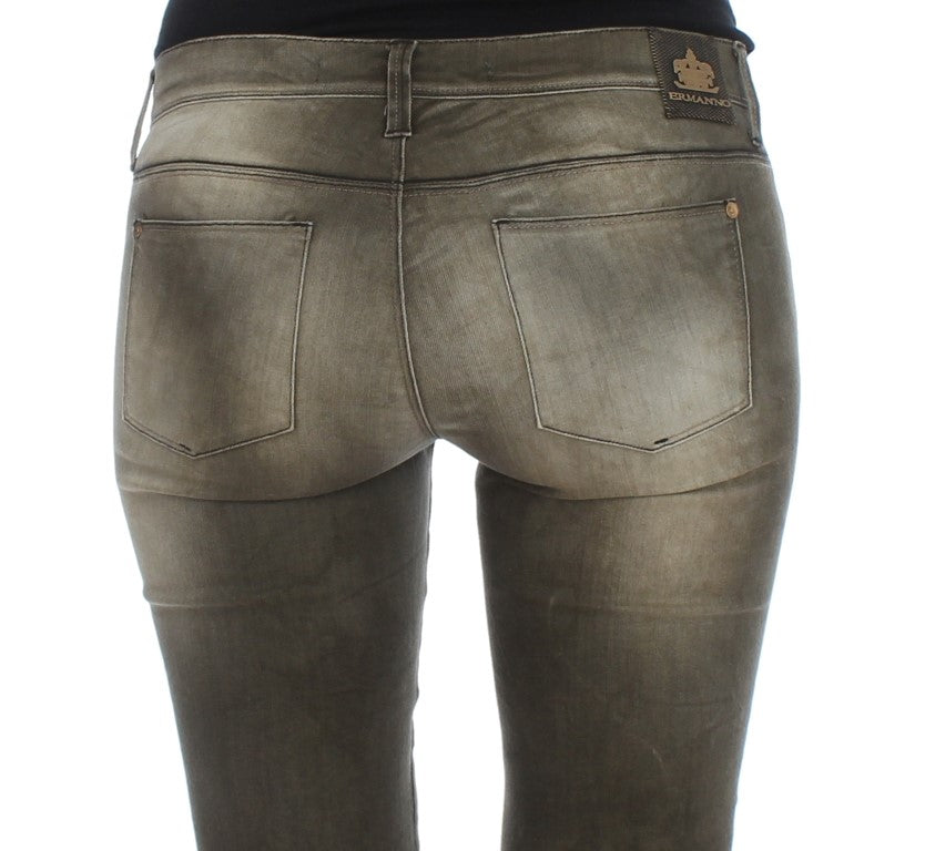Ermanno Scervino Gray Wash Cotton Blend Slim Fit Women's Jeans