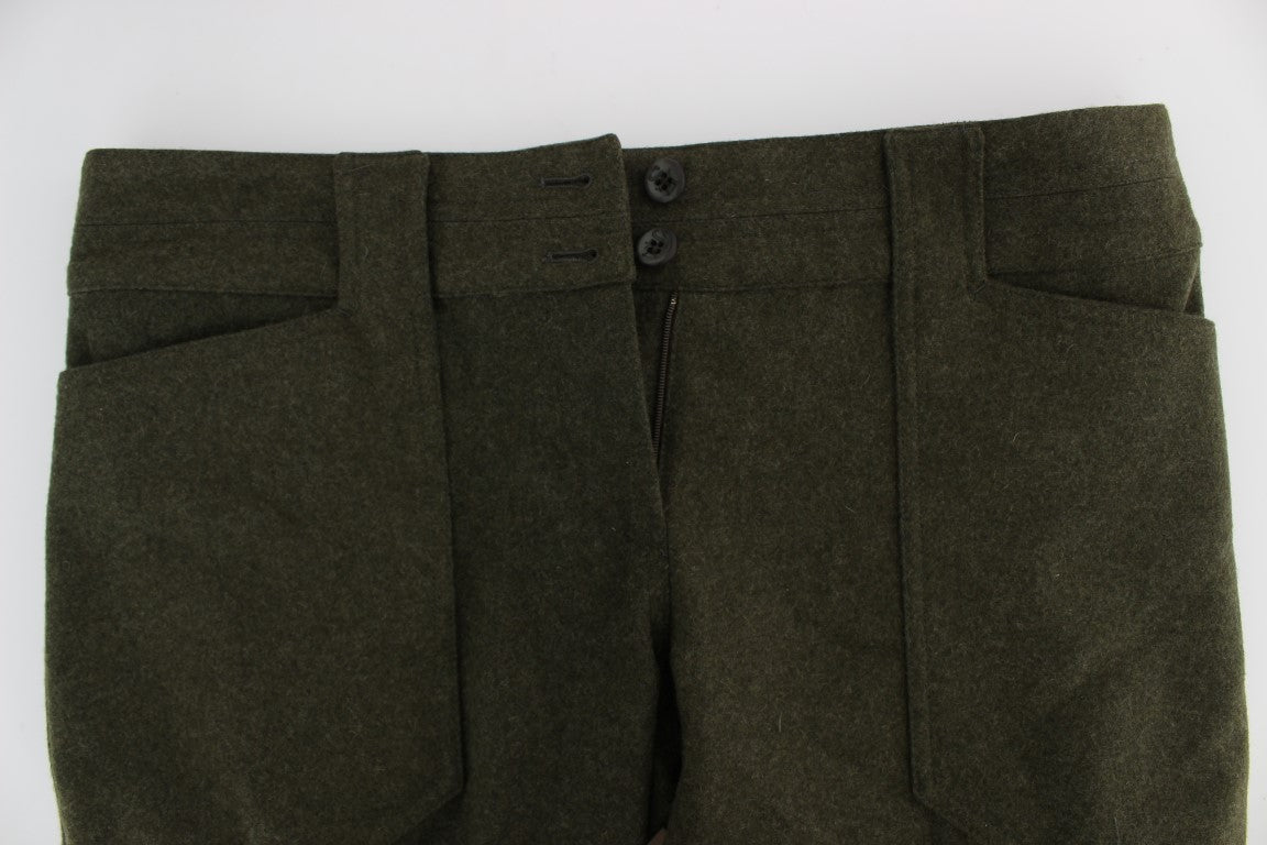 Ermanno Scervino Green Wool Blend Loose Fit Cargo Women's Pants