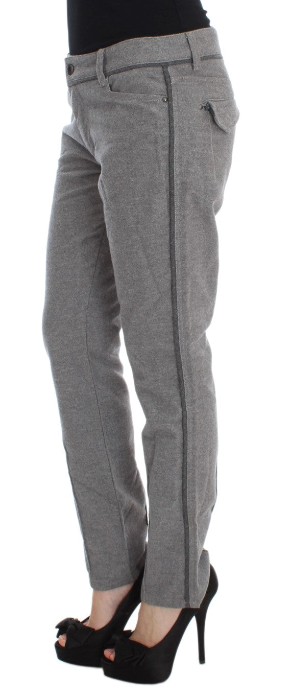 Ermanno Scervino Gray Cotton Straight Fit Casual Women's Pants