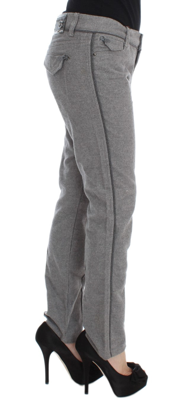 Ermanno Scervino Gray Cotton Straight Fit Casual Women's Pants