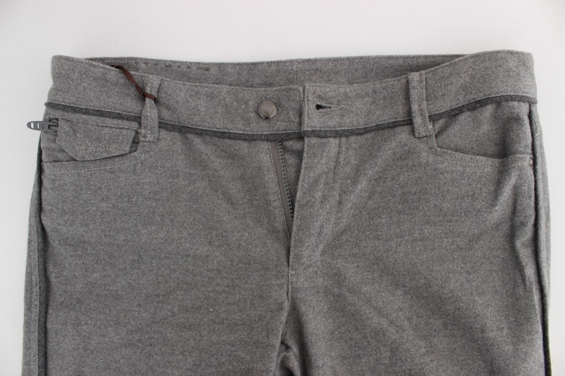 Ermanno Scervino Gray Cotton Straight Fit Casual Women's Pants