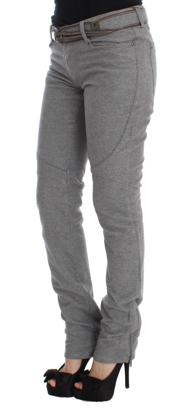 Ermanno Scervino Gray Cotton Slim Fit Casual Bootcut Women's Pants