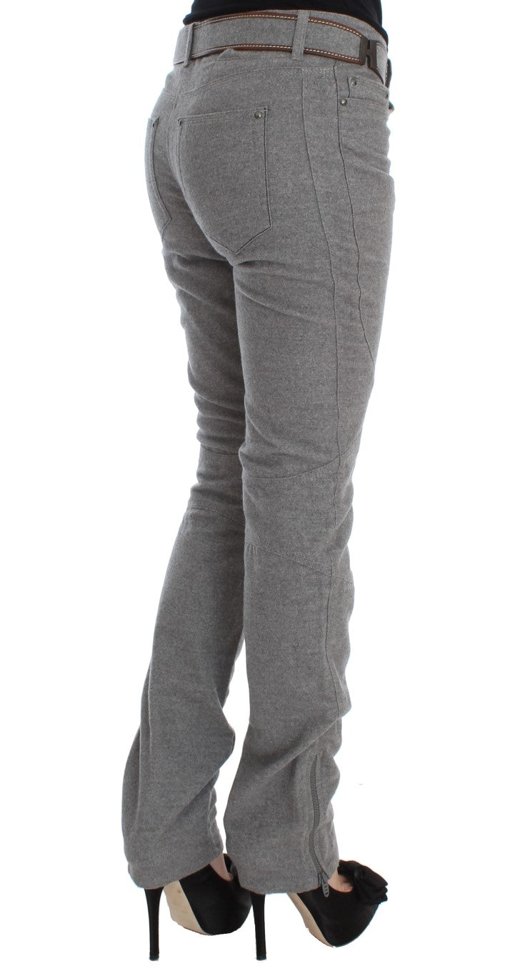 Ermanno Scervino Gray Cotton Slim Fit Casual Bootcut Women's Pants