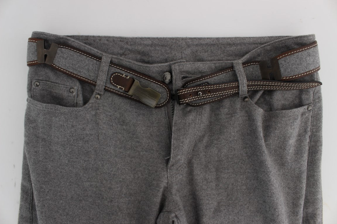 Ermanno Scervino Gray Cotton Slim Fit Casual Bootcut Women's Pants