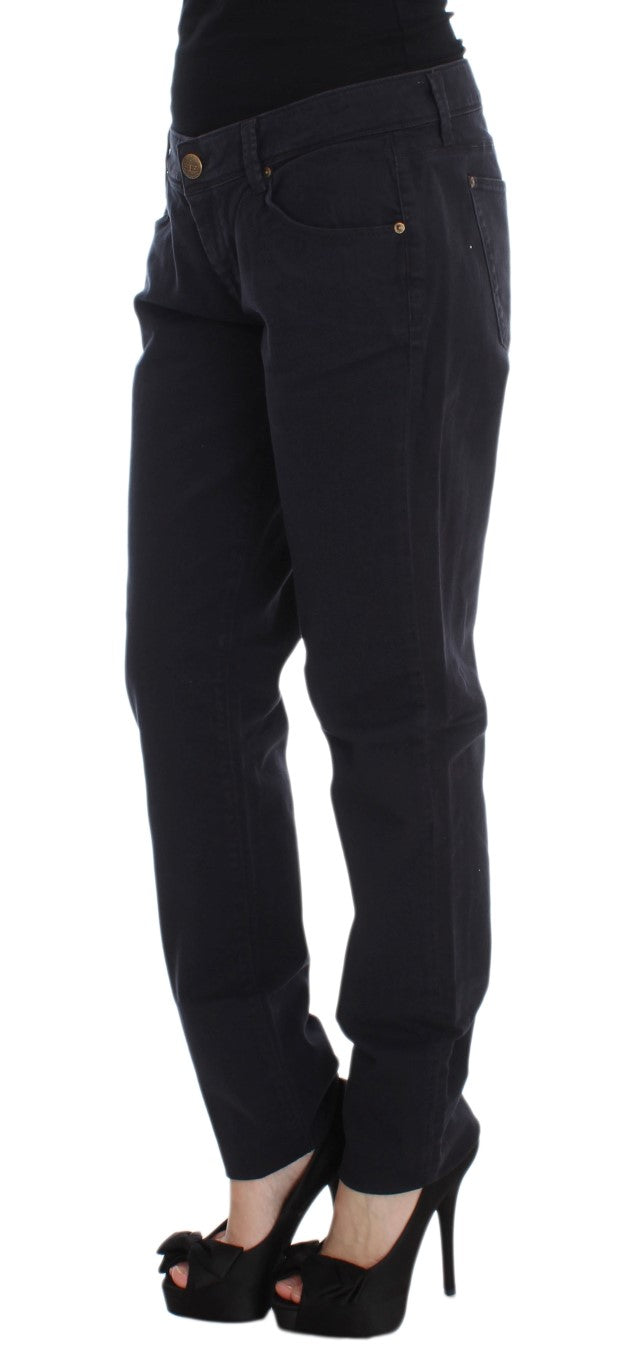 Ermanno Scervino Blue Cotton Blend Casual Fit Women's Pants