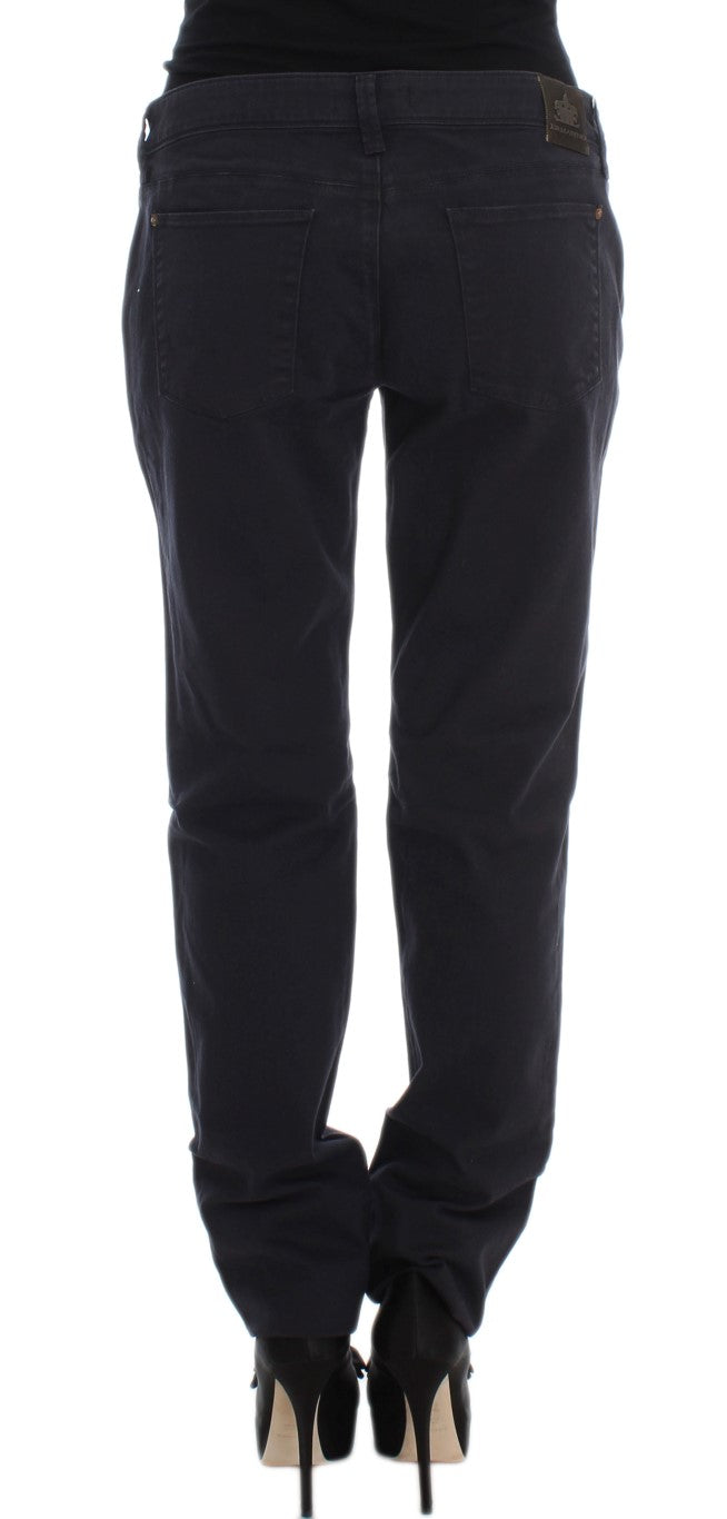 Ermanno Scervino Blue Cotton Blend Casual Fit Women's Pants