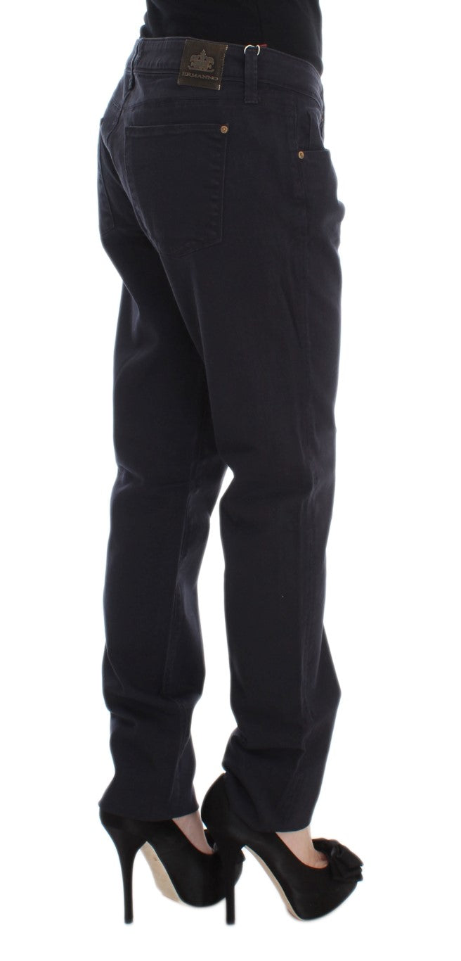 Ermanno Scervino Blue Cotton Blend Casual Fit Women's Pants