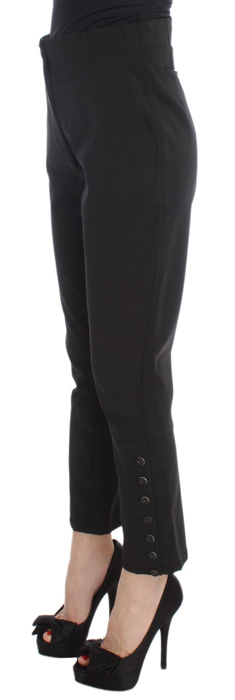 Ermanno Scervino Black Cotton Blend Capri Cropped Women's Pants
