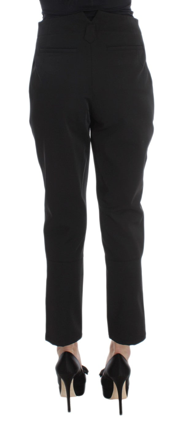 Ermanno Scervino Black Cotton Blend Capri Cropped Women's Pants