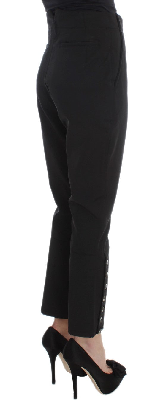 Ermanno Scervino Black Cotton Blend Capri Cropped Women's Pants