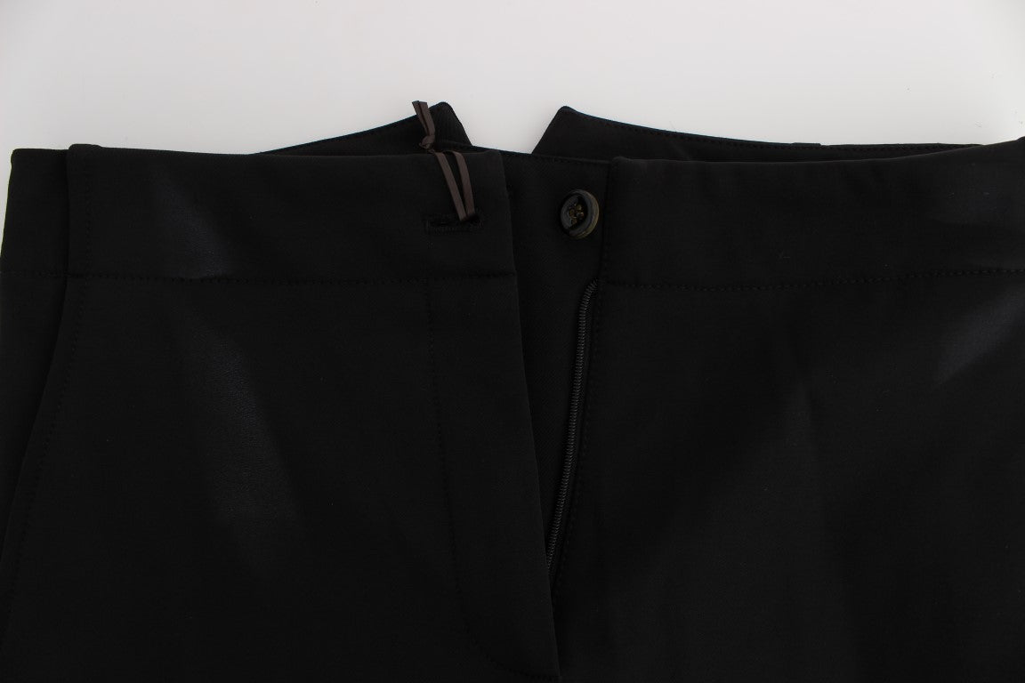 Ermanno Scervino Black Cotton Blend Capri Cropped Women's Pants