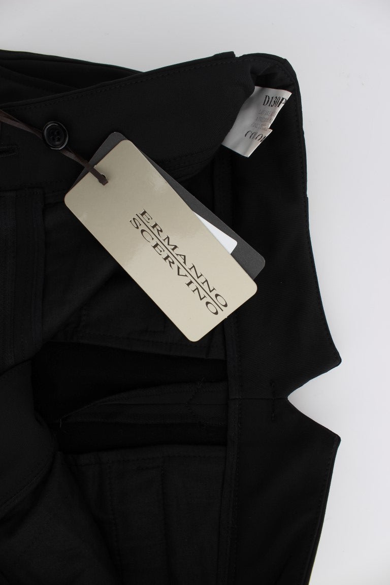 Ermanno Scervino Black Cotton Blend Capri Cropped Women's Pants