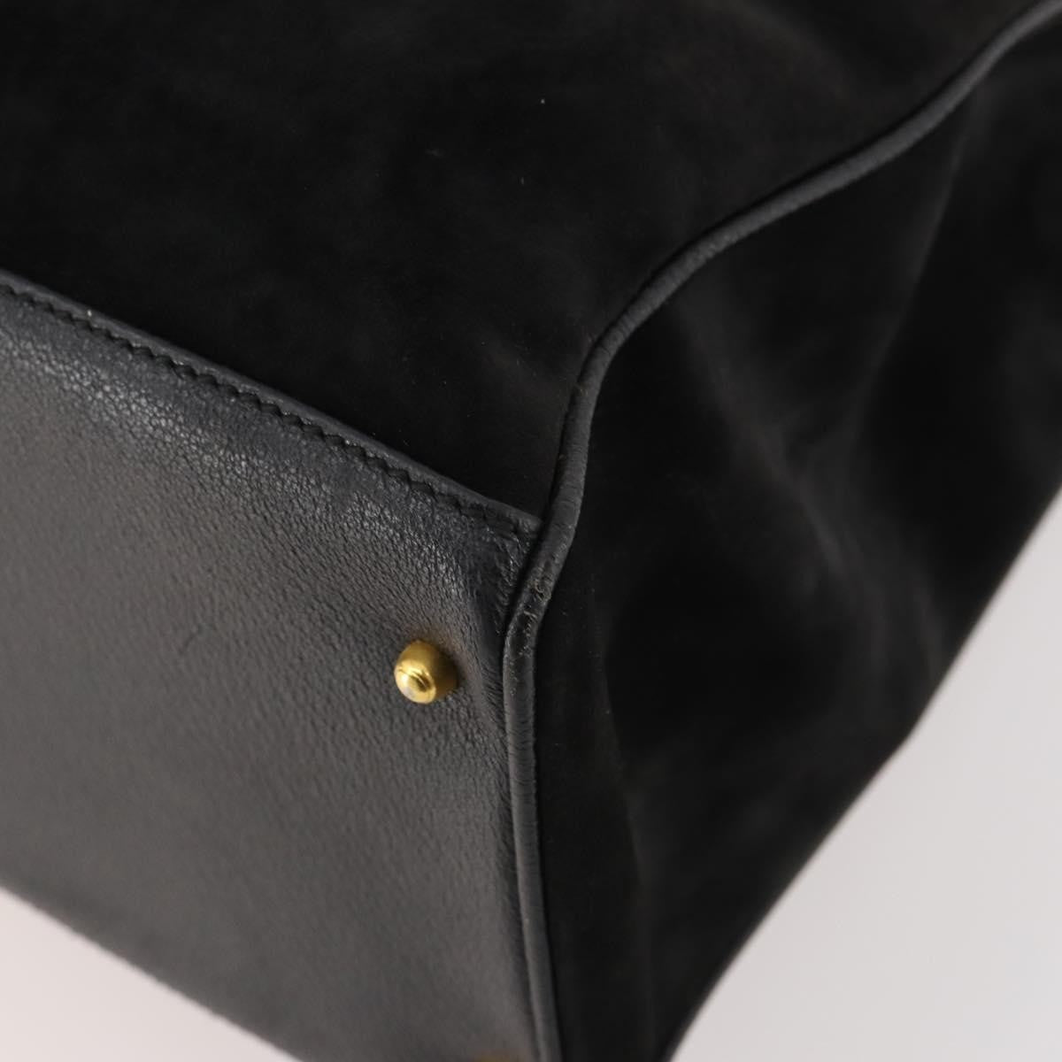 Gucci Bamboo Suede Black Suede Tote Bag Bag (Pre-Owned)