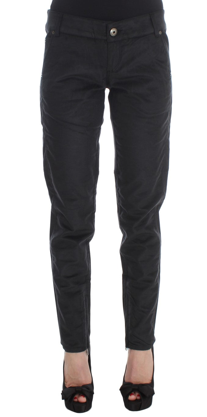 Ermanno Scervino Black Cotton Blend Regular Fit Women's Pants
