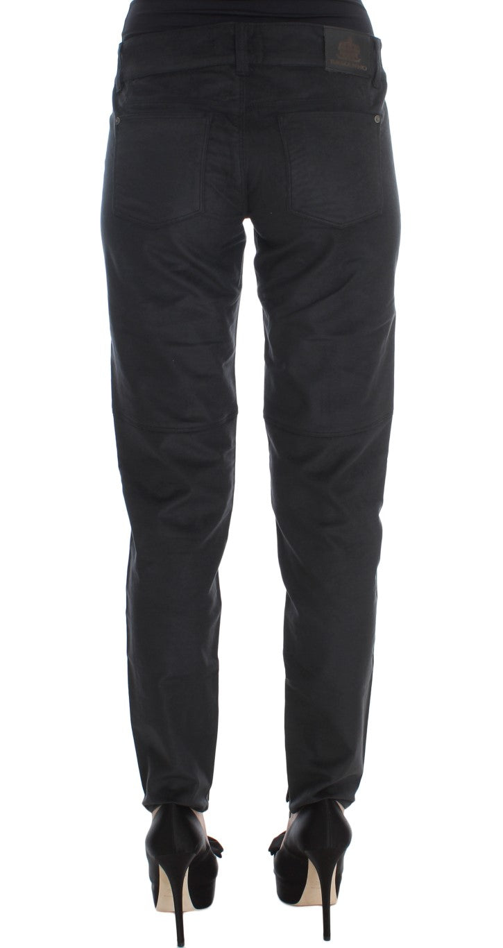Ermanno Scervino Black Cotton Blend Regular Fit Women's Pants
