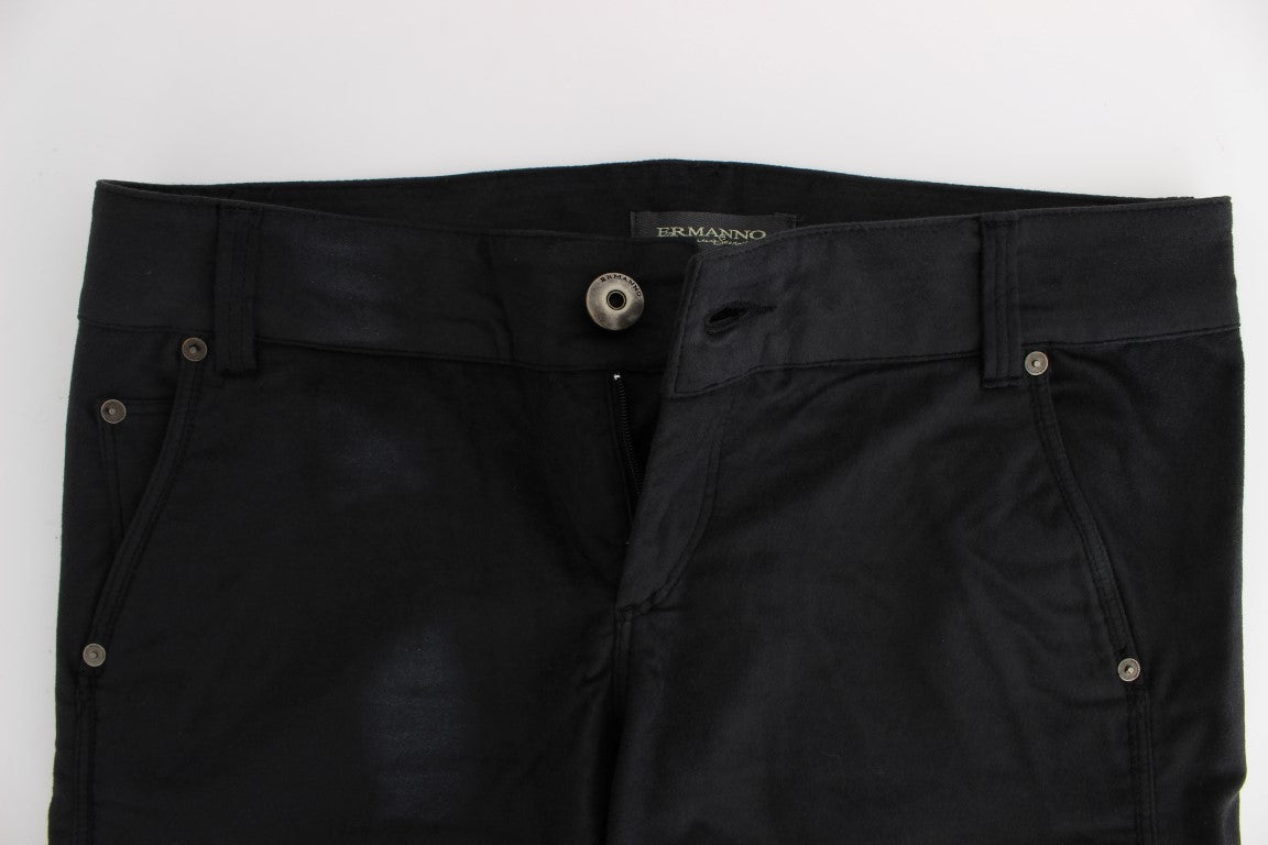 Ermanno Scervino Black Cotton Blend Regular Fit Women's Pants