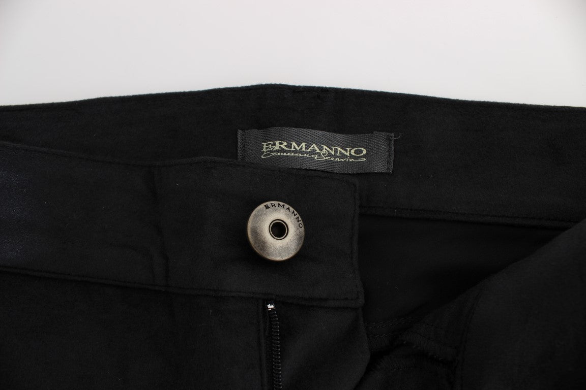 Ermanno Scervino Black Cotton Blend Regular Fit Women's Pants