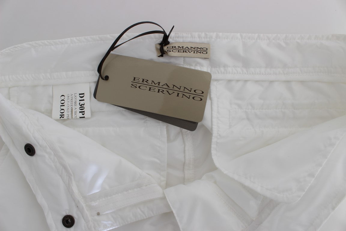 Ermanno Scervino White Nylon Padded Slim Fit Cargo Women's Pants