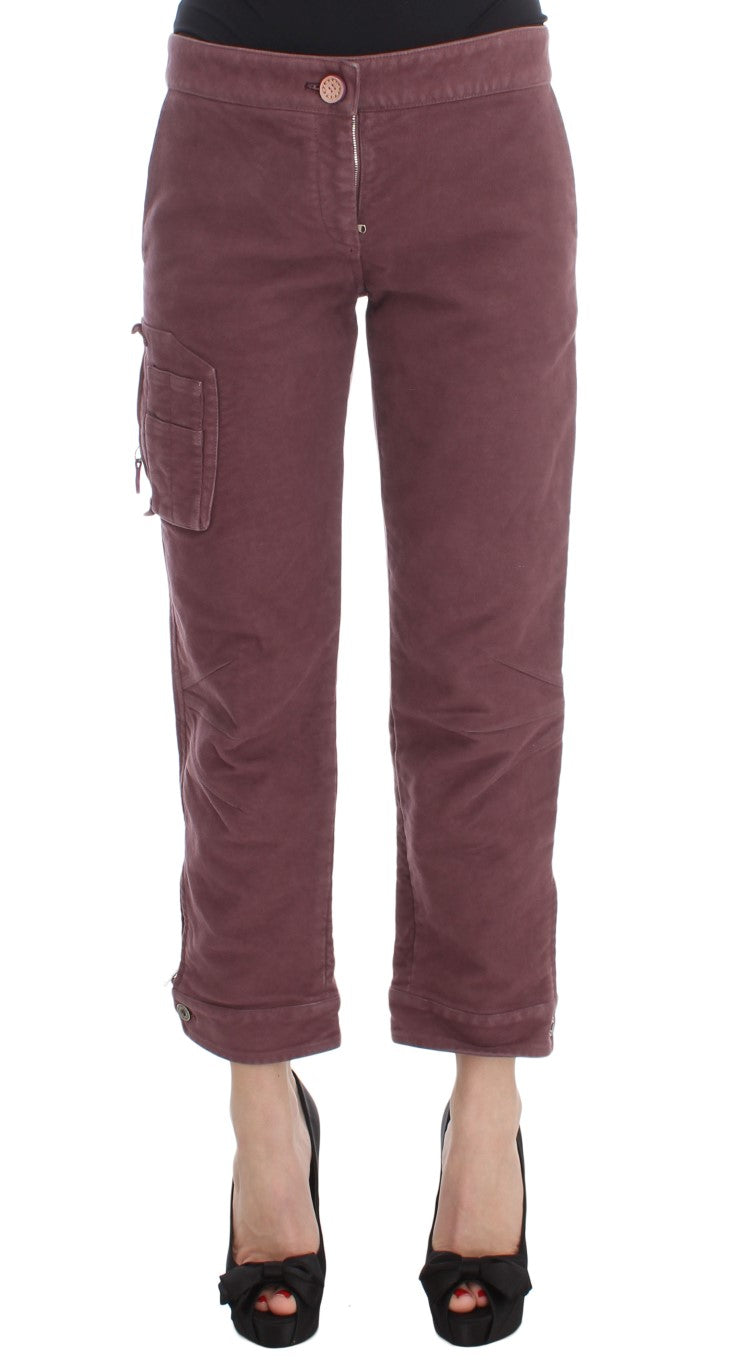 Ermanno Scervino Bordeaux Cotton Cropped Cargo Women's Pants