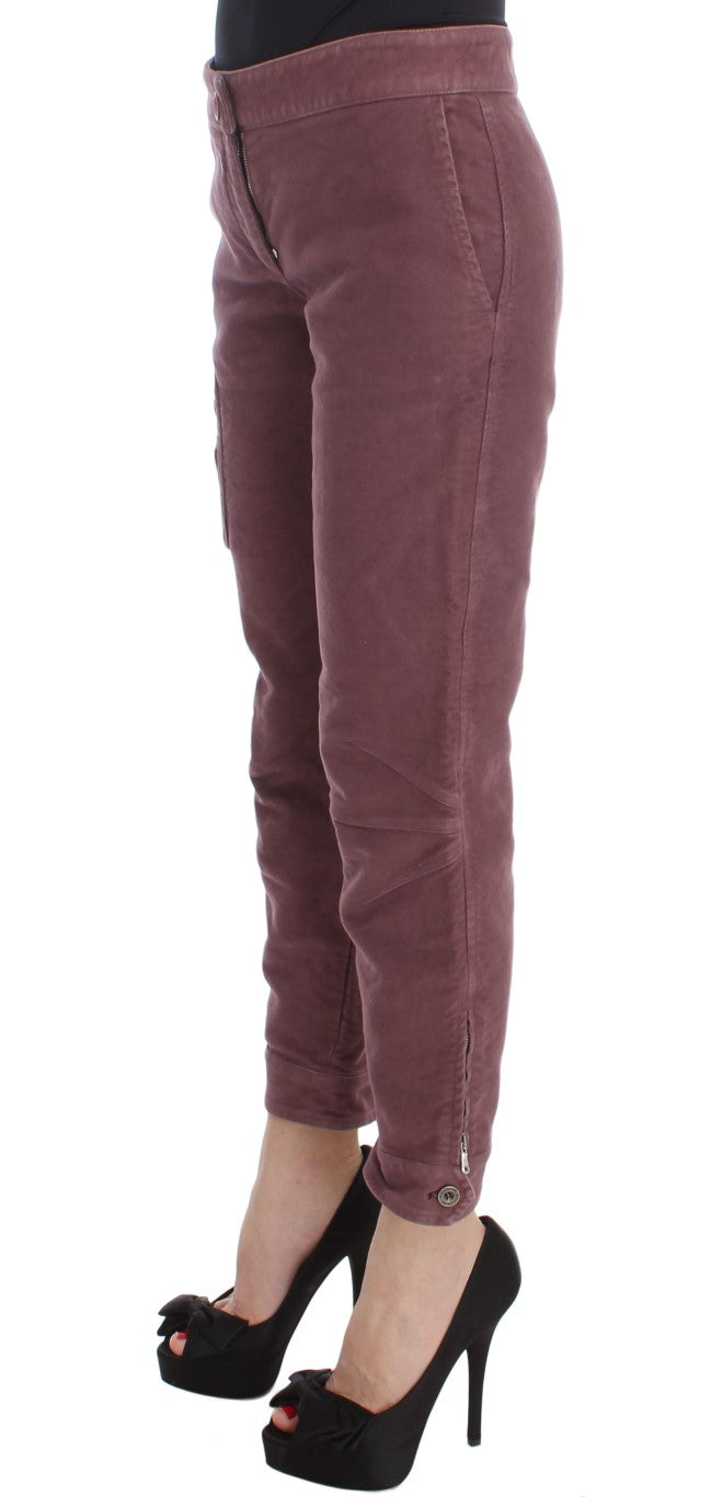 Ermanno Scervino Bordeaux Cotton Cropped Cargo Women's Pants