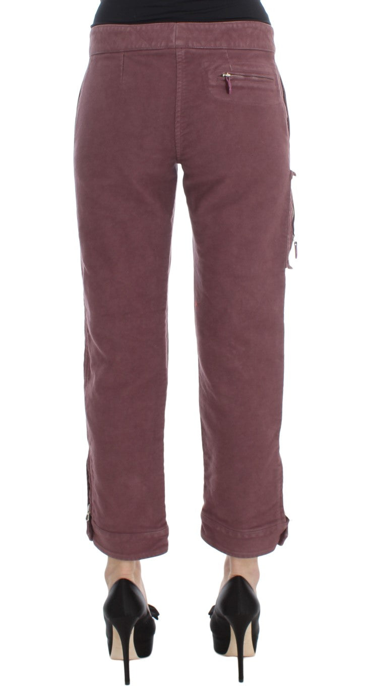 Ermanno Scervino Bordeaux Cotton Cropped Cargo Women's Pants
