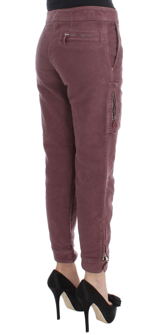 Ermanno Scervino Bordeaux Cotton Cropped Cargo Women's Pants