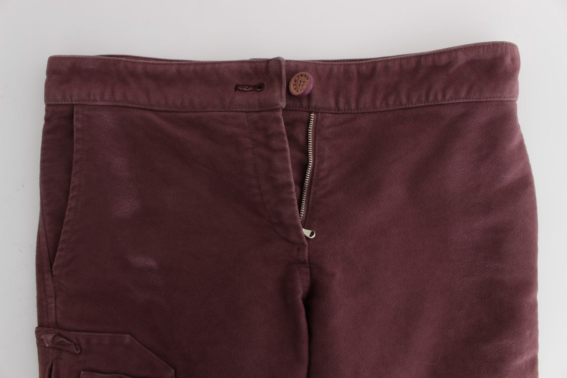 Ermanno Scervino Bordeaux Cotton Cropped Cargo Women's Pants