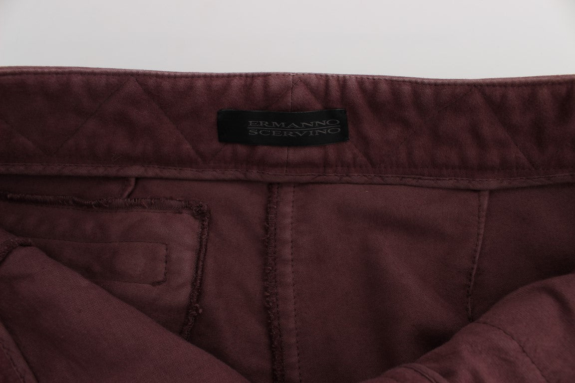 Ermanno Scervino Bordeaux Cotton Cropped Cargo Women's Pants