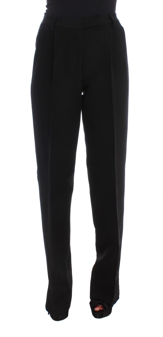 Ermanno Scervino Chic Black Wide Leg Silk Blend Women's Jeans