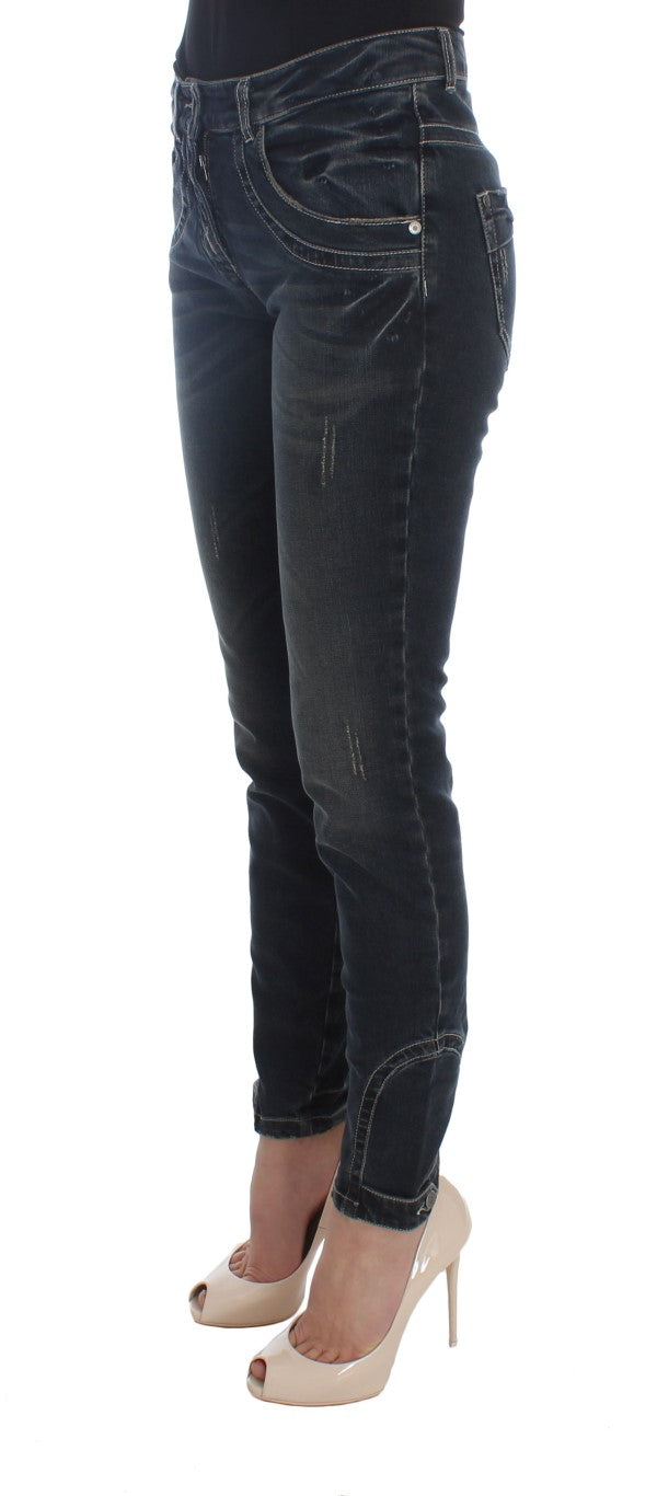 Ermanno Scervino Blue Cotton Blend Slim Fit Women's Jeans