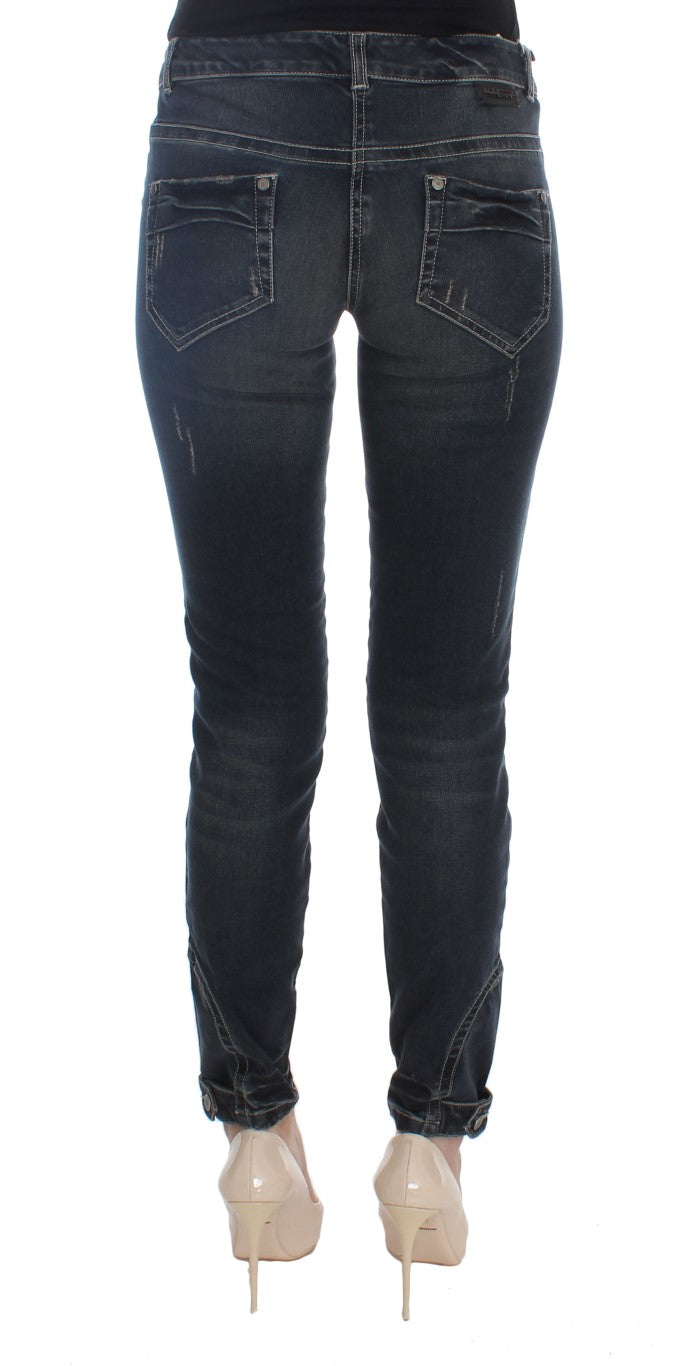 Ermanno Scervino Blue Cotton Blend Slim Fit Women's Jeans