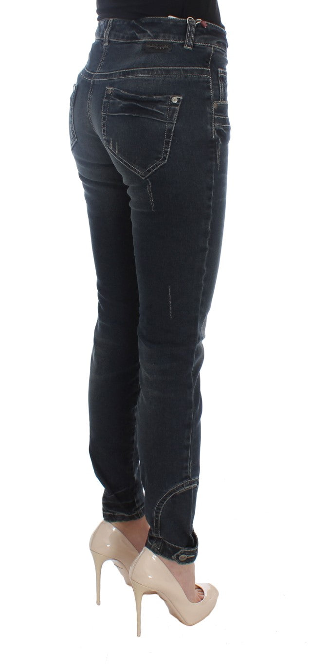 Ermanno Scervino Blue Cotton Blend Slim Fit Women's Jeans