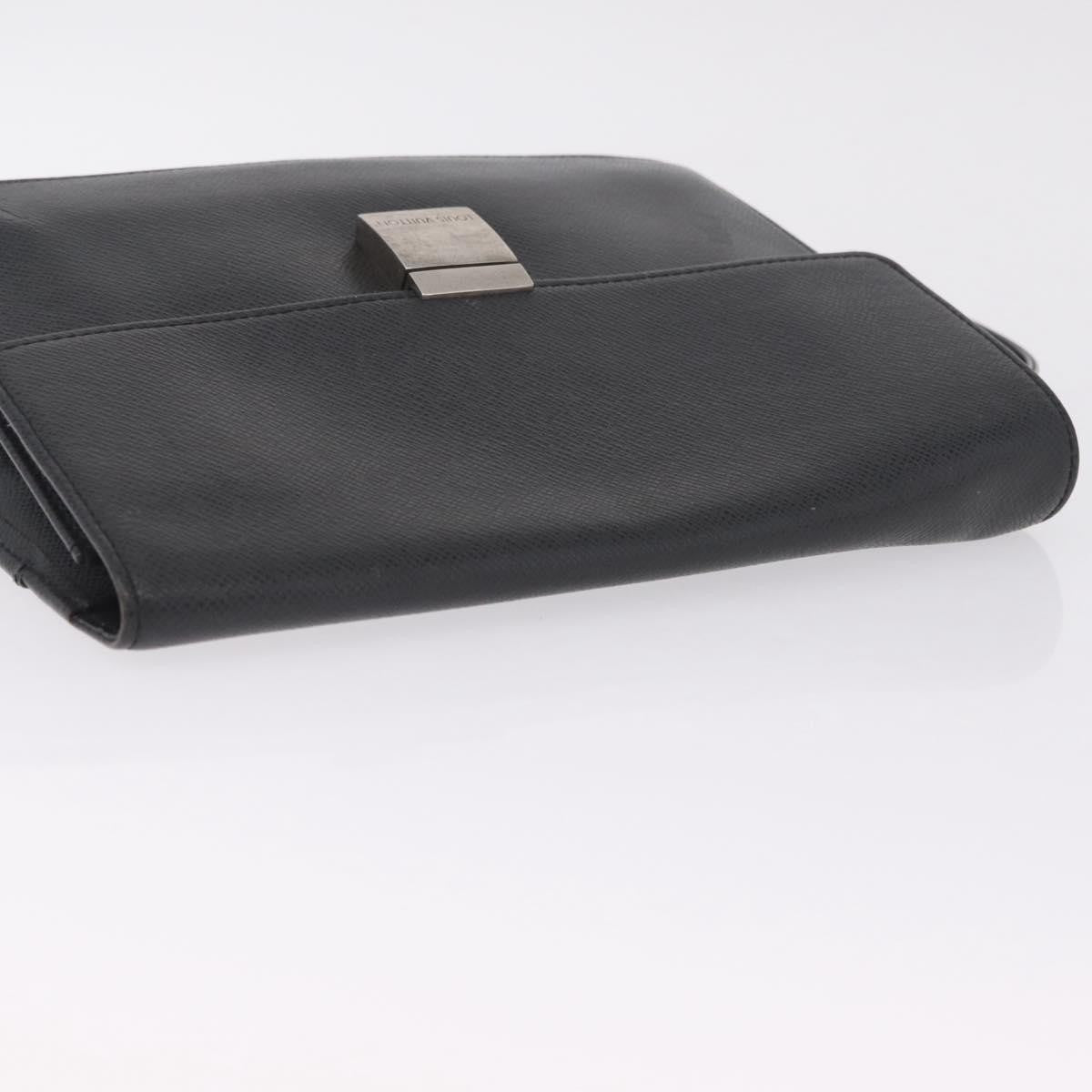 Louis Vuitton Selenga Pochette Taiga Leather Gray Leather Clutche & Pouche Bag (Pre-Owned)