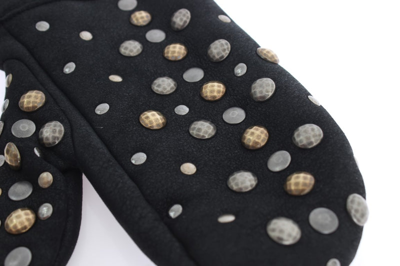 Dolce & Gabbana Elegant Studded Gray Wool Men's Gloves