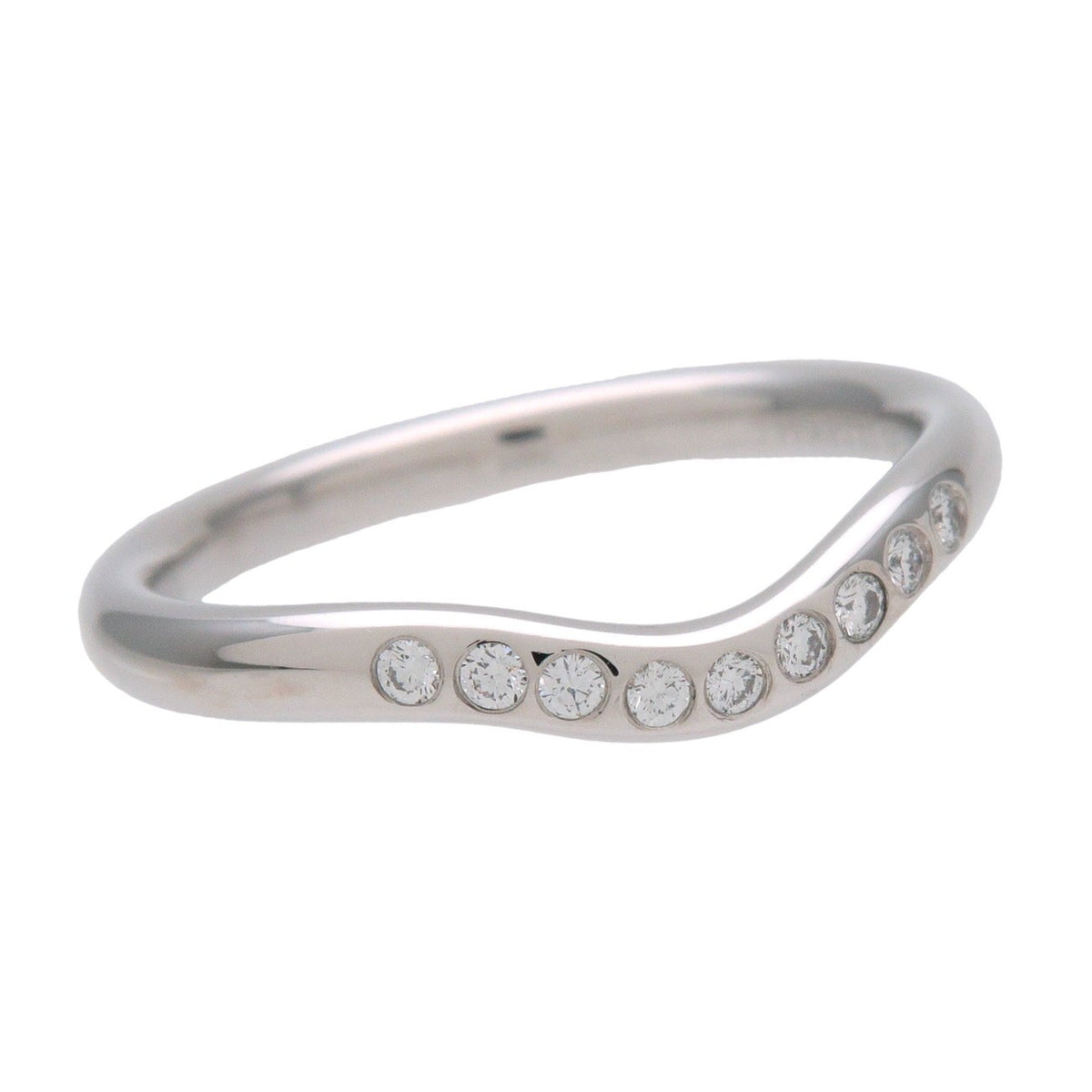 Tiffany & Co. Elsa Peretti Curved Wedding Band Platinum With Diamonds Silver Platinum Ring Jewelry (Pre-Owned)