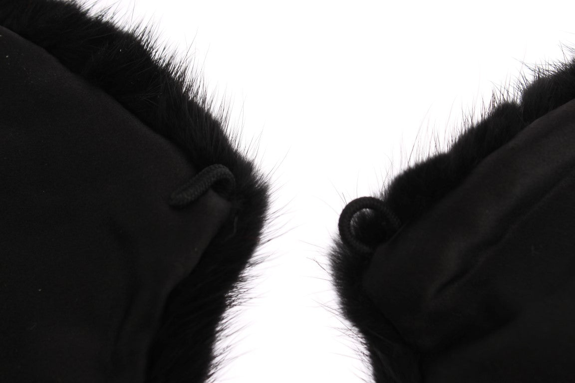 Dolce & Gabbana Black Mink Fur Shoulder Collar Women's Scarf