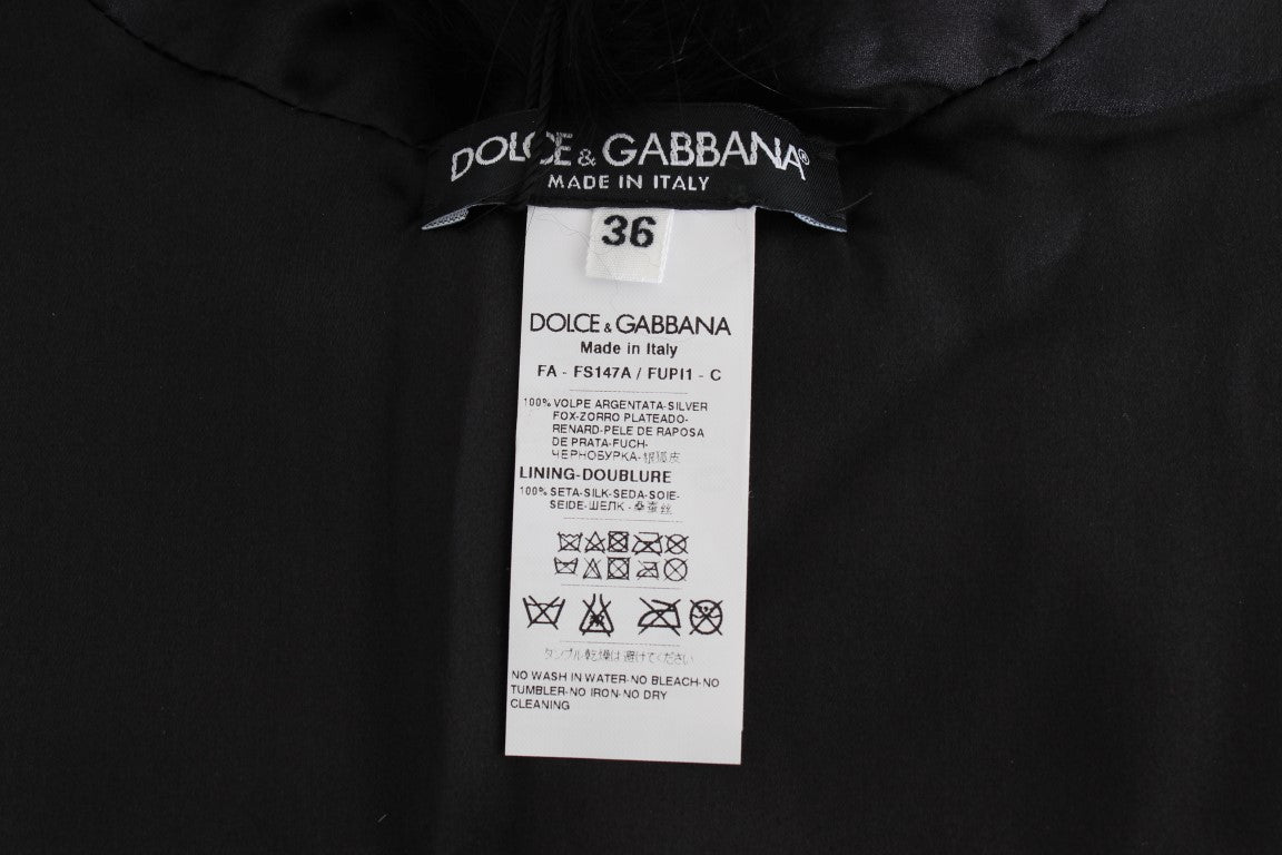 Dolce & Gabbana Black Fox Fur Collar Women's Scarf