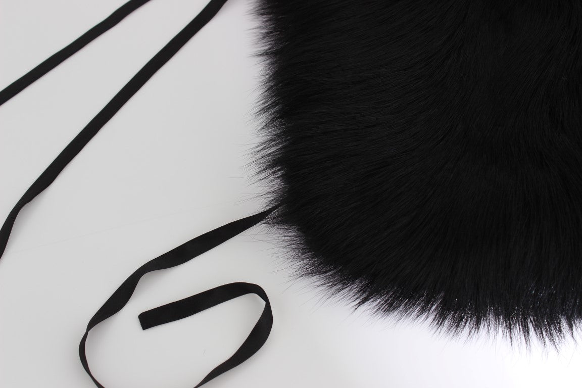 Dolce & Gabbana Black Fox Fur Shoulder Wrap Cover Collar Women's Scarf