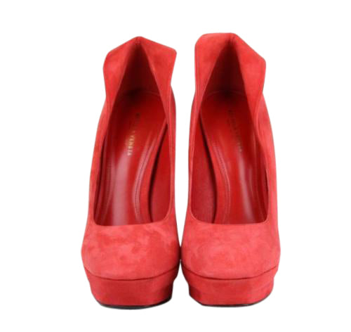 Bottega Veneta Women's Red Suede Platform Heel Pump (36.5 EU / 6.5 US)