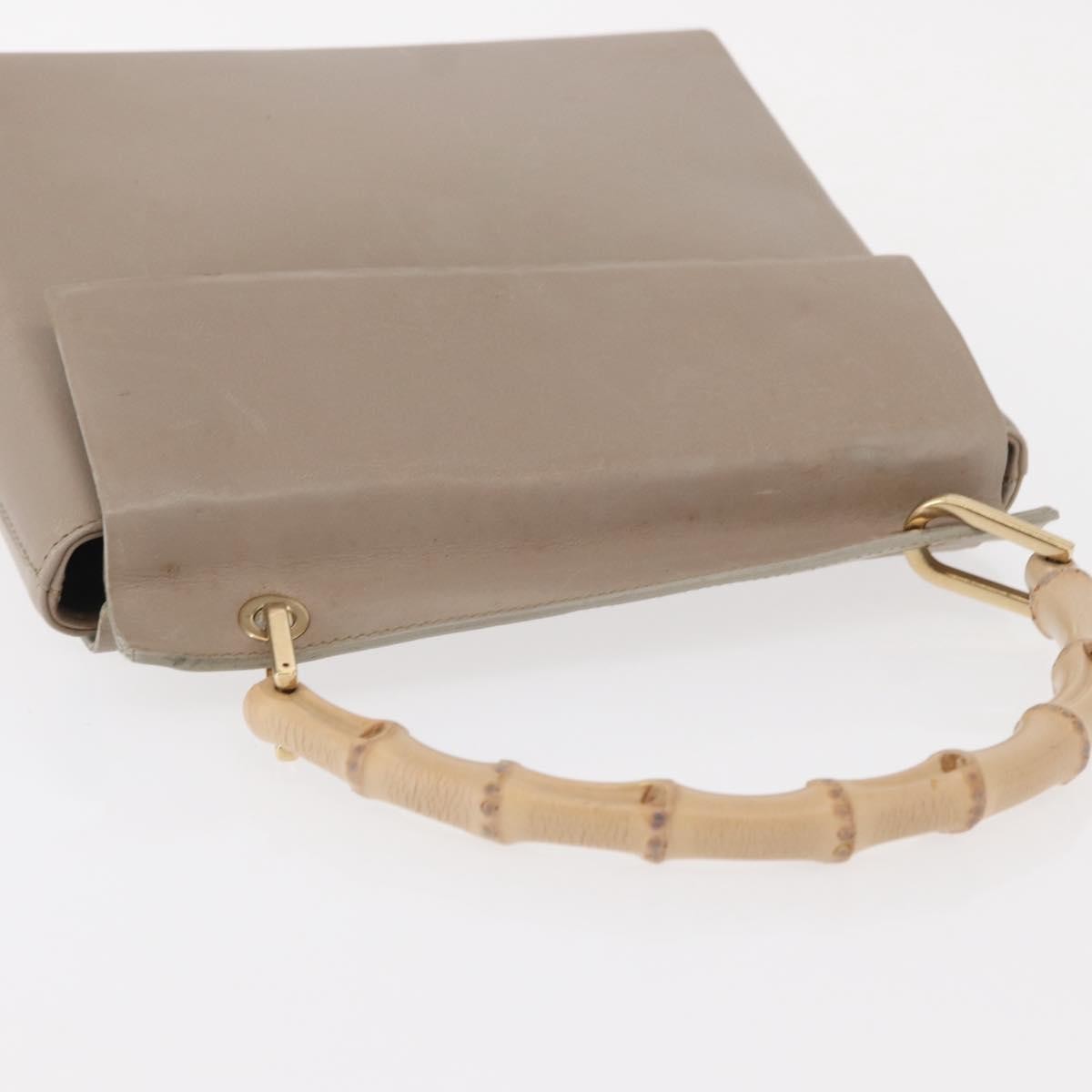 Gucci Vintage Bamboo Handle Leather Beige Leather Handbag (Pre-Owned)