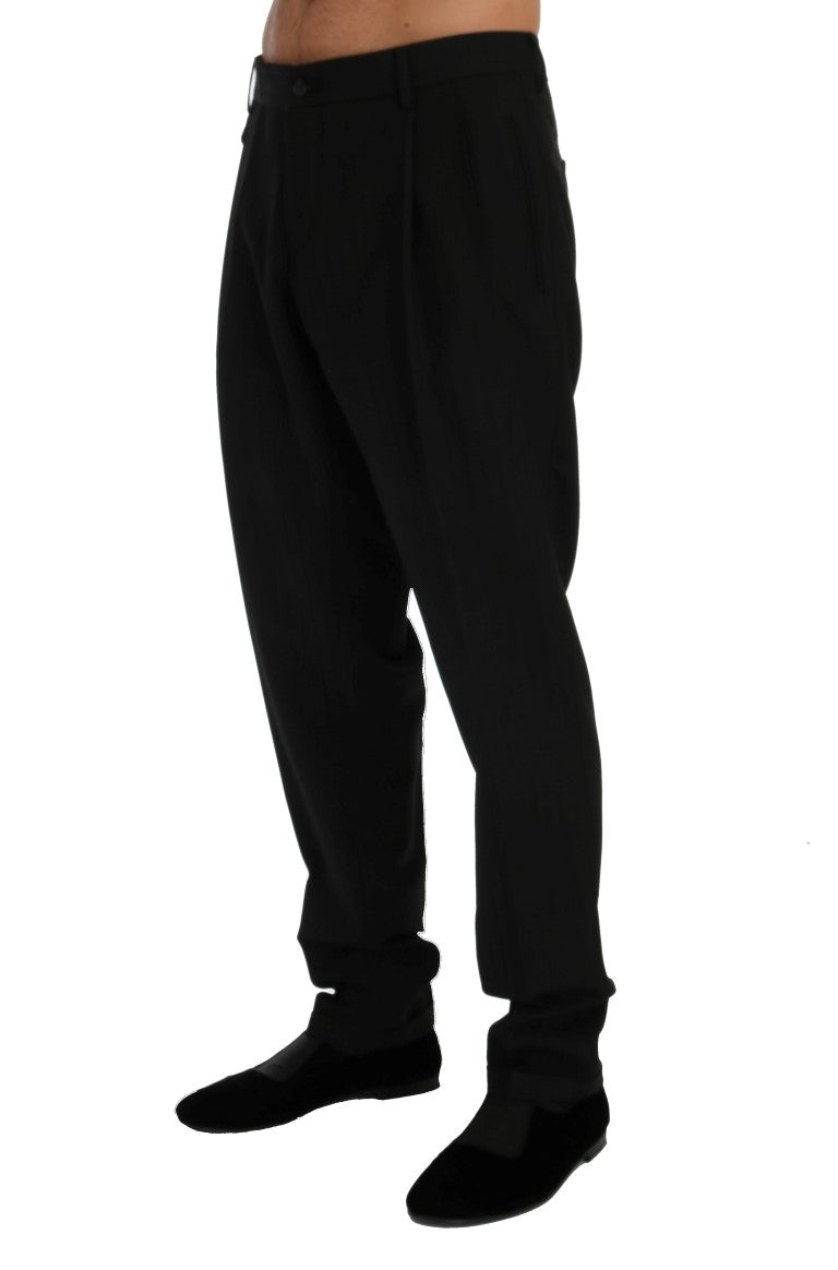 Dolce & Gabbana Black Striped Wool Stretch Men's Pants