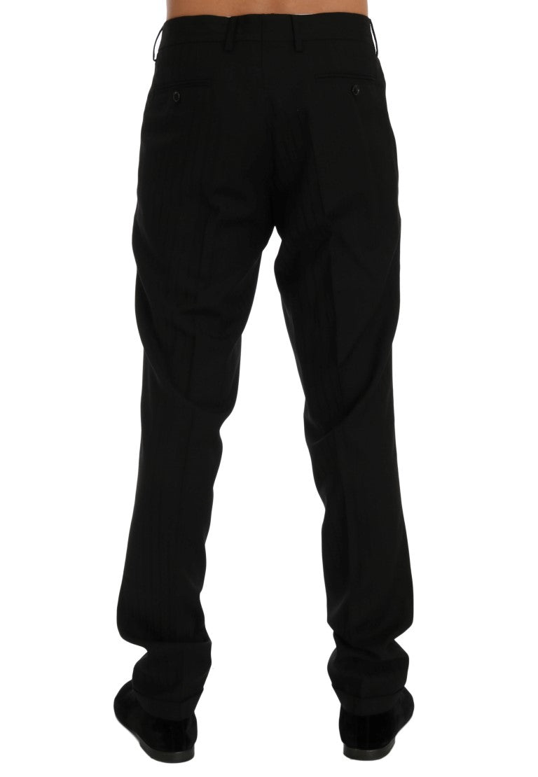 Dolce & Gabbana Black Striped Wool Stretch Men's Pants