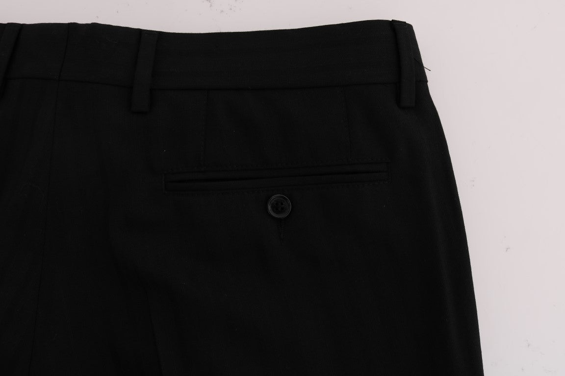 Dolce & Gabbana Black Striped Wool Stretch Men's Pants