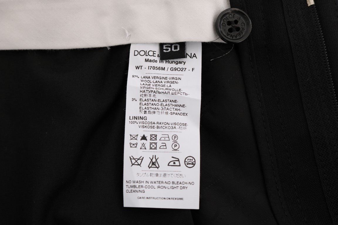 Dolce & Gabbana Black Striped Wool Stretch Men's Pants