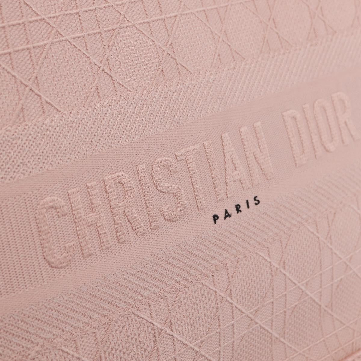 Christian Dior Book Cannage Embroidered Canvas Pink Canvas Tote Bag Bag (Pre-Owned)