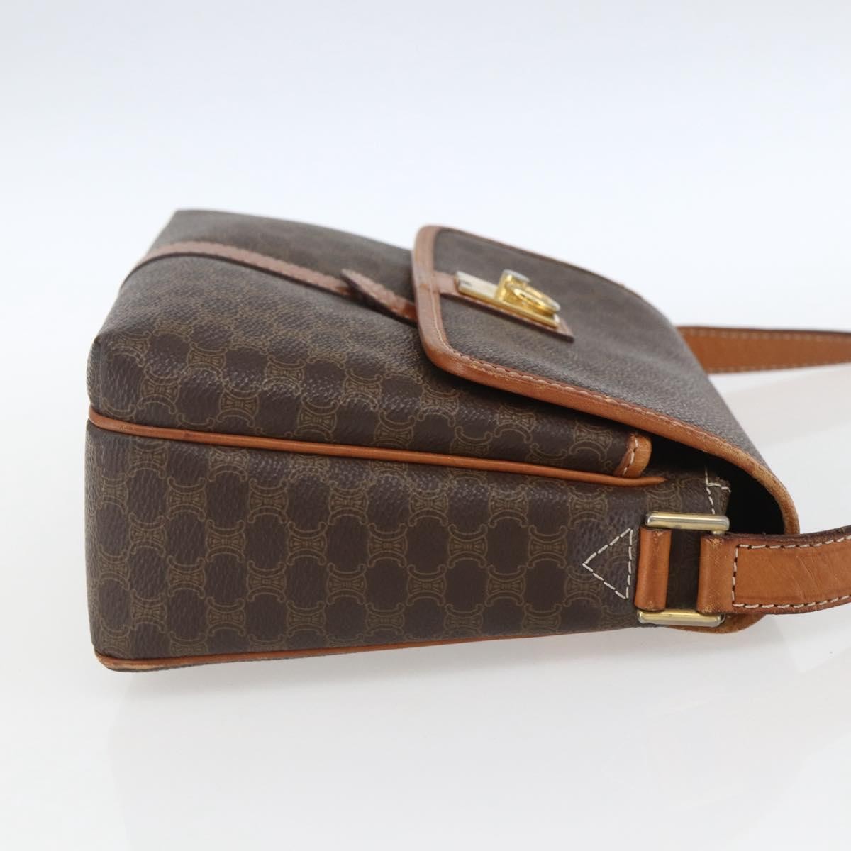 Celine Vintage Macadam Canvas And Leather Brown Canvas Shoulder Bag Bag (Pre-Owned)