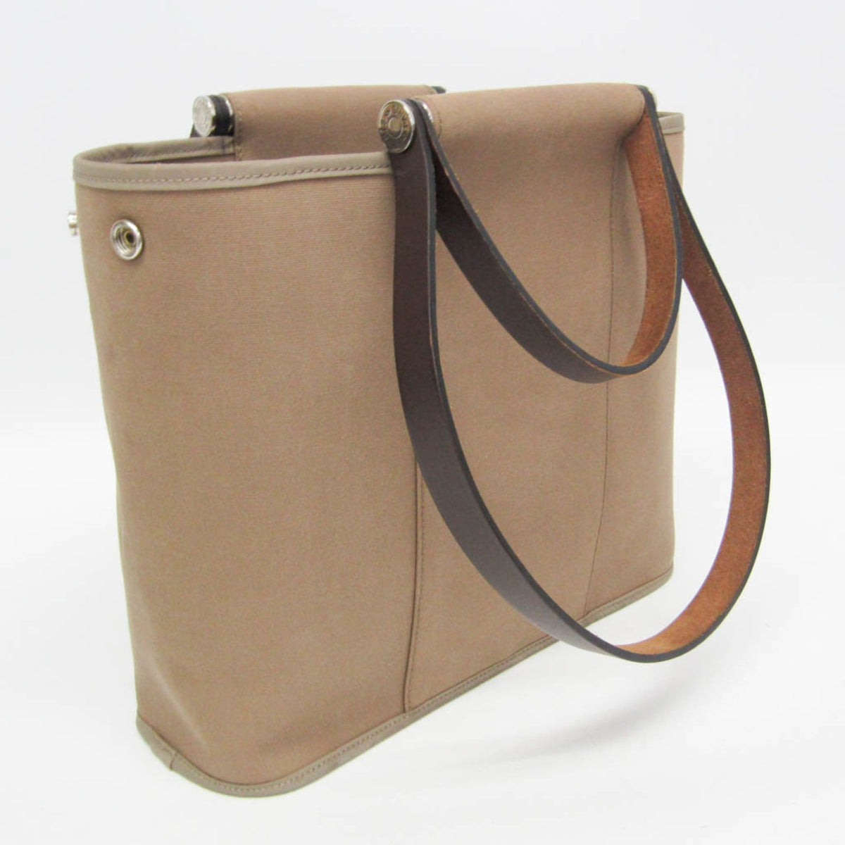 Hermes Cabag Toile And Leather Brown Canvas Handbag (Pre-Owned)