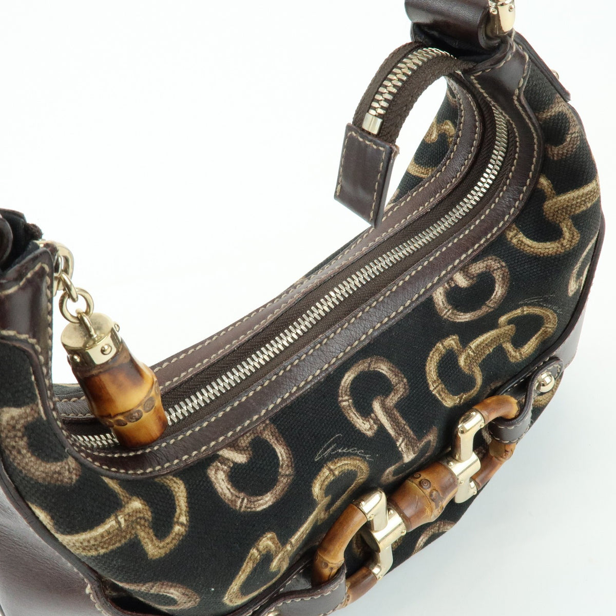 Gucci Horsebit Gg Canvas And Leather Brown Canvas Tote Bag Bag (Pre-Owned)